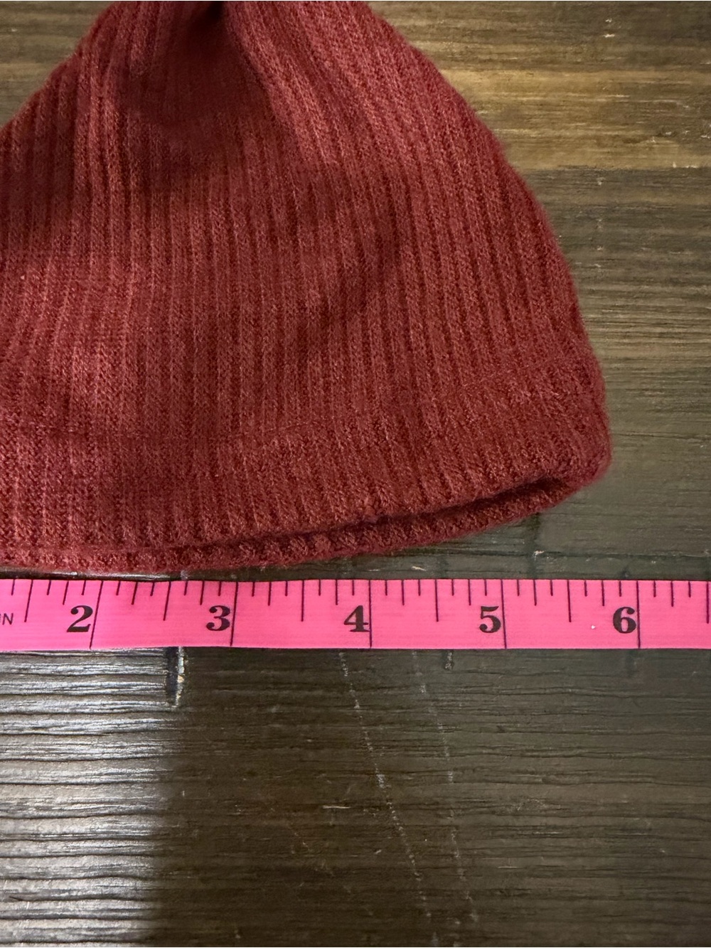 Knot Top Ribbed Beanie - Rust Red - Picture 2 of 2